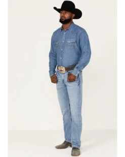 Rock 47 By Wrangler Men's Crazy Ivan Light / Medium Wash Slim Straight Stretch Denim Jeans