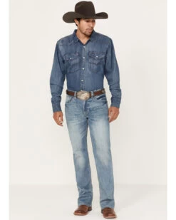 Rock & Roll Denim Men's Double Barrel Medium Vintage Wash Straight Reflex Denim Jeans -Western Cowboy World 2000386195 414 P3