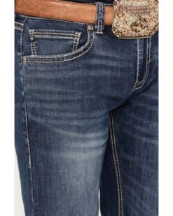 Rock & Roll Denim Men's Medium Wash Straight Reflex Denim Jeans 9 Rock & Roll Denim Men's Medium Wash Straight Reflex Denim Jeans -Western Cowboy World 2000386196 414 P4