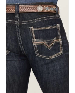 Rock & Roll Denim Men's Revolver Dark Vintage Wash Slim Straight Reflex Denim Jeans -Western Cowboy World 2000386197 416 P2