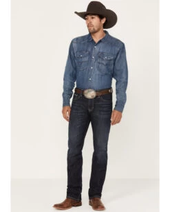 Rock & Roll Denim Men's Revolver Dark Vintage Wash Slim Straight Reflex Denim Jeans -Western Cowboy World 2000386197 416 P3