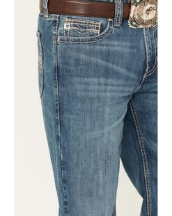 Rock & Roll Denim Men's Double Barrel Medium Wash Relaxed Straight Jeans -Western Cowboy World 2000386202 414 P4