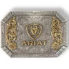 M & F Western Men's Silver Rectangular & Gold Floral Emblem Belt Buckle -Western Cowboy World 2000390341 040 P1
