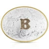 Montana Silversmiths Classic Western Oval Two-Tone Initial Belt Buckle - B -Western Cowboy World 2000396043 040 P1