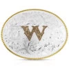 Montana Silversmiths Classic Western Oval Two-Tone Initial Belt Buckle - W 2 Montana Silversmiths Classic Western Oval Two-Tone Initial Belt Buckle - W -Western Cowboy World 2000396064 040 P1
