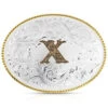 Montana Silversmiths Classic Western Oval Two-Tone Initial Belt Buckle - X -Western Cowboy World 2000396065 040 P1