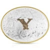 Montana Silversmiths Classic Western Oval Two-Tone Initial Belt Buckle - Y