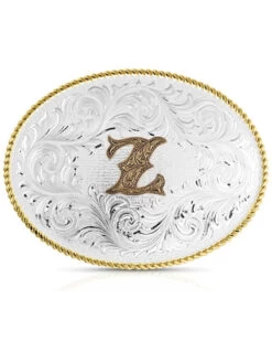 Montana Silversmiths Classic Western Oval Two-Tone Initial Belt Buckle - Z