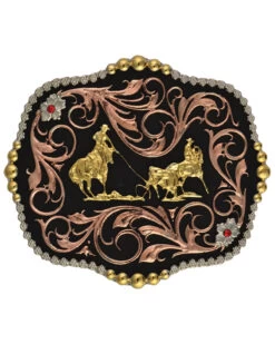 Montana Silversmiths Men's Tri-Color Bullrider Traditional Attitude Buckle