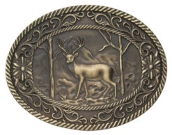 AndWest Men's White Tail Deer With Scrolls Belt Buckle