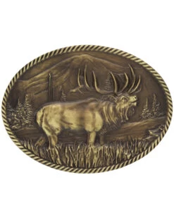Montana Silversmiths Sculpted Wild Elk Heritage Attitude Belt Buckle
