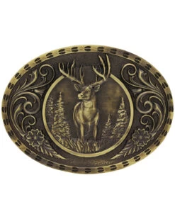 Montana Silversmiths Men's Heritage Outdoor Series Wild Stag Carved Belt Buckle
