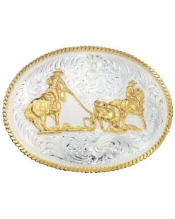 Montana Silversmiths Large Team Ropers Western Belt Buckle